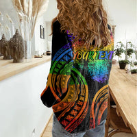 Personalised Its In My DNA Valentine Day Women Casual Shirt Fingerprint Heart with Color Pride Flag LT9 - Polynesian Pride