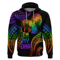 Personalised Its In My DNA Valentine Day Zip Hoodie Fingerprint Heart with Color Pride Flag LT9 Pullover Hoodie - Polynesian Pride
