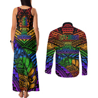 New Zealand LGBT Fern Heart Couples Matching Tank Maxi Dress and Long Sleeve Button Shirt Dont judge What You Dont Understand LT9 - Polynesian Pride