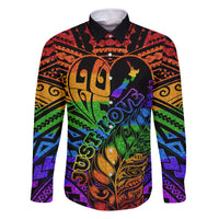 New Zealand LGBT Fern Heart Family Matching Off Shoulder Short Dress and Hawaiian Shirt Dont judge What You Dont Understand LT9 Dad's Shirt - Long Sleeve - Polynesian Pride