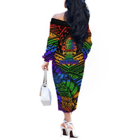 New Zealand LGBT Fern Heart Off The Shoulder Long Sleeve Dress Dont judge What You Dont Understand LT9 - Polynesian Pride