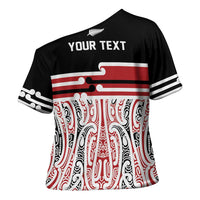 Personalised Toitu Te Tiriti Aotearoa 1840 Cross Shoulder Shirt Red Kowhaiwhai Puhoro - Polynesian Pride