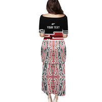 Personalised Toitu Te Tiriti Aotearoa 1840 Family Matching Puletasi and Hawaiian Shirt Red Kowhaiwhai Puhoro - Polynesian Pride