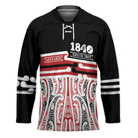 Personalised Toitu Te Tiriti Aotearoa 1840 Hockey Jersey Red Kowhaiwhai Puhoro - Polynesian Pride