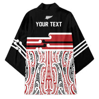 Personalised Toitu Te Tiriti Aotearoa 1840 Kimono Red Kowhaiwhai Puhoro - Polynesian Pride