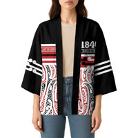 Personalised Toitu Te Tiriti Aotearoa 1840 Kimono Red Kowhaiwhai Puhoro - Polynesian Pride