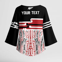Personalised Toitu Te Tiriti Aotearoa 1840 Kimono Sleeve Blouse Red Kowhaiwhai Puhoro - Polynesian Pride