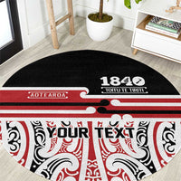 Personalised Toitu Te Tiriti Aotearoa 1840 Round Carpet Red Kowhaiwhai Puhoro - Polynesian Pride