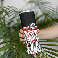 Personalised Toitu Te Tiriti Aotearoa 1840 Skinny Tumbler Red Kowhaiwhai Puhoro - Polynesian Pride