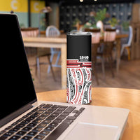 Personalised Toitu Te Tiriti Aotearoa 1840 Skinny Tumbler Red Kowhaiwhai Puhoro - Polynesian Pride