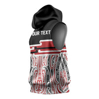 Personalised Toitu Te Tiriti Aotearoa 1840 Sleeveless Hoodie Red Kowhaiwhai Puhoro - Polynesian Pride