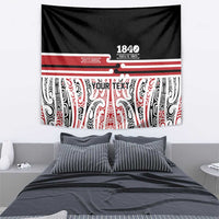 Personalised Toitu Te Tiriti Aotearoa 1840 Tapestry Red Kowhaiwhai Puhoro - Polynesian Pride
