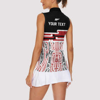Personalised Toitu Te Tiriti Aotearoa 1840 Women Sleeveless Polo Shirt Red Kowhaiwhai Puhoro - Polynesian Pride