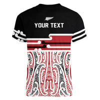 Personalised Toitu Te Tiriti Aotearoa 1840 Women V-Neck T-Shirt Red Kowhaiwhai Puhoro - Polynesian Pride