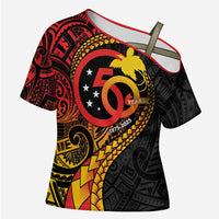 Papua New Guinea Tribal Tattoo Cross Shoulder Shirt 50th Independence Anniversary - Polynesian Pride