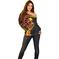 Papua New Guinea Tribal Tattoo Off Shoulder Sweater 50th Independence Anniversary
