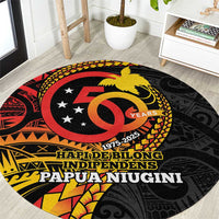 Papua New Guinea Tribal Tattoo Round Carpet 50th Independence Anniversary LT9 Black - Polynesian Pride
