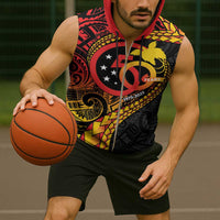 Papua New Guinea Tribal Tattoo Sleeveless Zip Hoodie 50th Independence Anniversary LT9 - Polynesian Pride