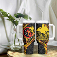 Papua New Guinea Tribal Tattoo Tumbler With Handle 50th Independence Anniversary