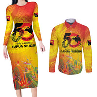 Papua New Guinea Unity in Diversity Couples Matching Long Sleeve Bodycon Dress and Long Sleeve Button Shirt 50th Indipendens Papua Niugini