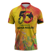 Papua New Guinea Unity in Diversity Zipper Polo Shirt 50th Indipendens Papua Niugini LT9 Gold - Polynesian Pride