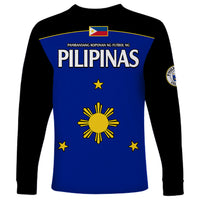 Philippines Concept Home Football Long Sleeve Shirt Pilipinas Flag Black Style 2023 LT9 - Polynesian Pride