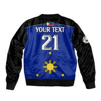 (Custom Text And Number) Philippines Concept Home Football Sleeve Zip Bomber Jacket Pilipinas Flag Black Style 2023 LT9 - Polynesian Pride