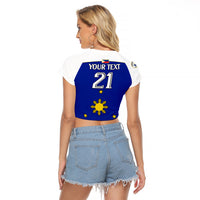 (Custom Text And Number) Philippines Concept Home Football Raglan Cropped T Shirt Pilipinas Flag White Style 2023 LT9 - Polynesian Pride