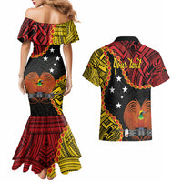 Personalised Papua New Guinea 49th Anniversary Couples Matching Mermaid Dress and Hawaiian Shirt Hapi De bilong Indipendens Papua Niugini LT9 - Polynesian Pride