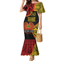 Personalised Papua New Guinea 49th Anniversary Mermaid Dress Hapi De bilong Indipendens Papua Niugini LT9 Women Black - Polynesian Pride