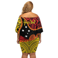 Personalised Papua New Guinea 49th Anniversary Off Shoulder Short Dress Hapi De bilong Indipendens Papua Niugini LT9 - Polynesian Pride