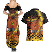 Personalised Papua New Guinea 49th Anniversary Couples Matching Summer Maxi Dress and Hawaiian Shirt Bird of Paradise Unity In Diversity LT9 - Polynesian Pride