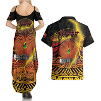 Personalised Papua New Guinea 49th Anniversary Couples Matching Summer Maxi Dress and Hawaiian Shirt Bird of Paradise Unity In Diversity