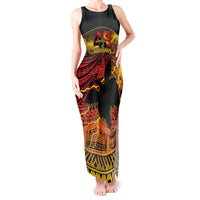 Personalised Papua New Guinea 49th Anniversary Tank Maxi Dress Bird of Paradise Unity In Diversity LT9 Women Black - Polynesian Pride