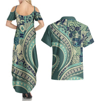Hawaiian Hibiscus Tribal Vintage Motif Couples Matching Summer Maxi Dress and Hawaiian Shirt Ver 1 LT9 - Polynesian Pride