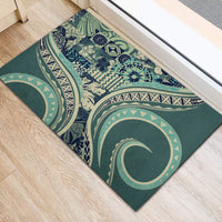 Hawaiian Hibiscus Tribal Vintage Motif Rubber Doormat Ver 1