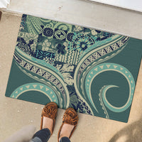 Hawaiian Hibiscus Tribal Vintage Motif Rubber Doormat Ver 1