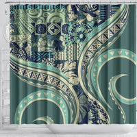 Hawaiian Hibiscus Tribal Vintage Motif Shower Curtain Ver 1