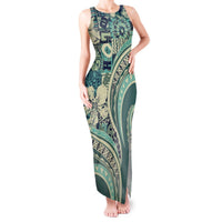 Hawaiian Hibiscus Tribal Vintage Motif Tank Maxi Dress Ver 1 LT9 Women Sea Green - Polynesian Pride