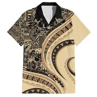 Hawaiian Hibiscus Tribal Vintage Motif Hawaiian Shirt Ver 2 LT9 Beige - Polynesian Pride