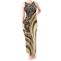 Hawaiian Hibiscus Tribal Vintage Motif Tank Maxi Dress Ver 2 LT9 Women Beige - Polynesian Pride