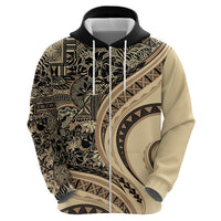 Hawaiian Hibiscus Tribal Vintage Motif Zip Hoodie Ver 2