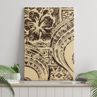 Hawaiian Hibiscus Tribal Vintage Motif Canvas Wall Art Ver 3