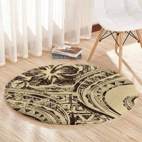 Hawaiian Hibiscus Tribal Vintage Motif Round Carpet Ver 3 LT9 - Polynesian Pride