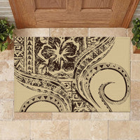 Hawaiian Hibiscus Tribal Vintage Motif Rubber Doormat Ver 3