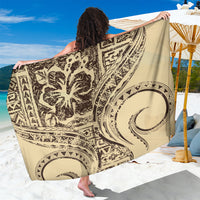 Hawaiian Hibiscus Tribal Vintage Motif Sarong Ver 3 LT9 One Size 44 x 66 inches Beige - Polynesian Pride