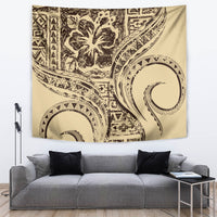 Hawaiian Hibiscus Tribal Vintage Motif Tapestry Ver 3 LT9 Beige - Polynesian Pride