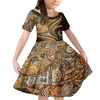 Hawaiian Hibiscus Tribal Vintage Motif Family Matching Mermaid Dress and Hawaiian Shirt Ver 4