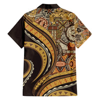 Hawaiian Hibiscus Tribal Vintage Motif Family Matching Tank Maxi Dress and Hawaiian Shirt Ver 4