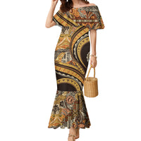 Hawaiian Hibiscus Tribal Vintage Motif Mermaid Dress Ver 4 LT9 Women Gold - Polynesian Pride